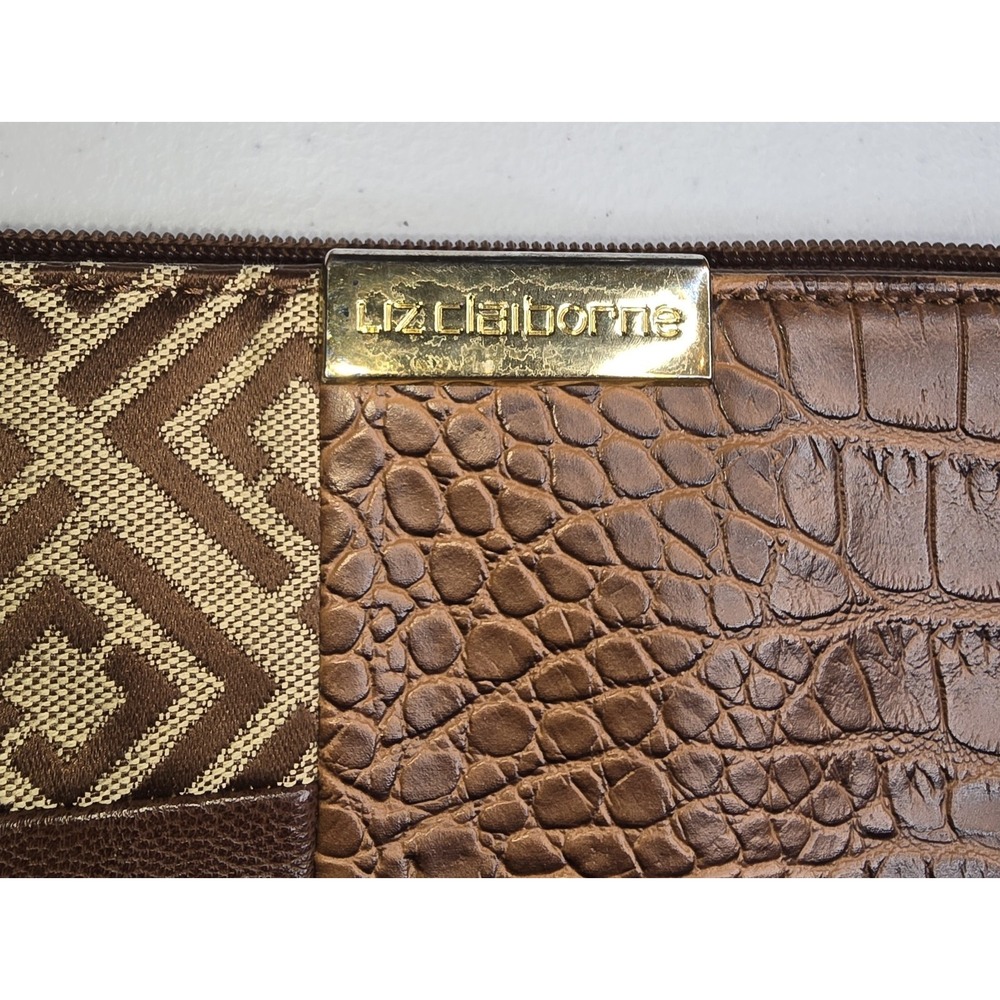 LIZ‎ CLAIBORNE Patchwork Brown Purse -1016 - Picture 5 of 9